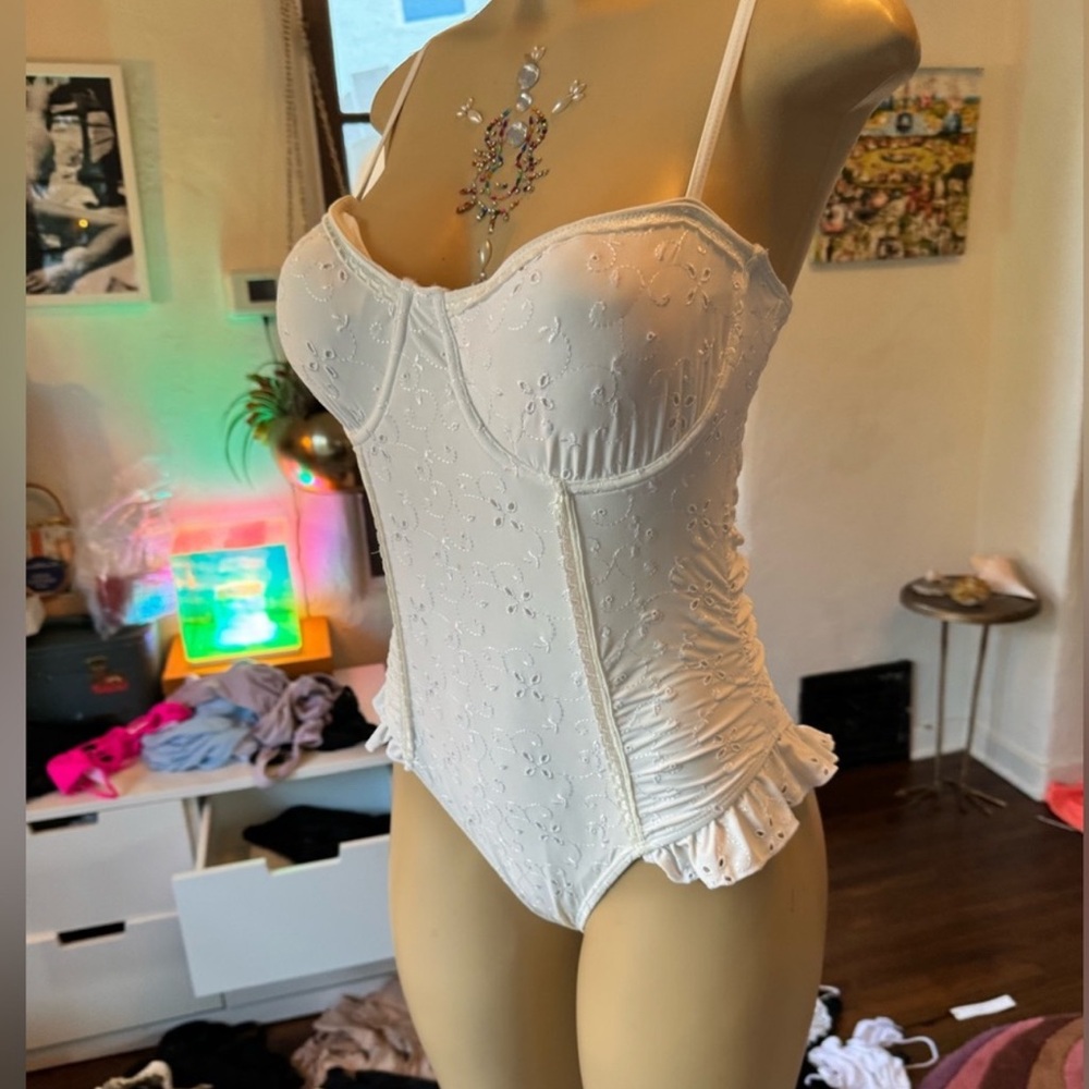 Out From Under white eyelet one piece swimsuit size M